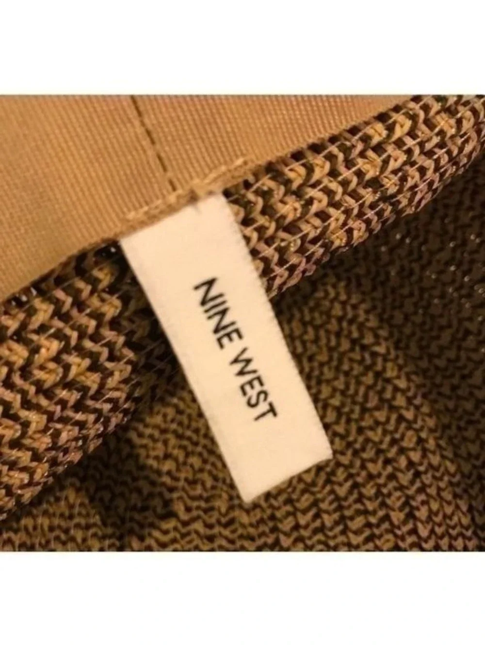 New! Nine West Straw Hat Leather Accent